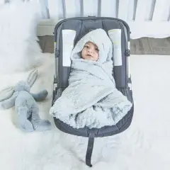 EVERYDAY KIDS Grey Baby Car Seat Blanket for Baby and Toddler Boys Baby Swaddle Wrap Blanket for Interior Car Seat