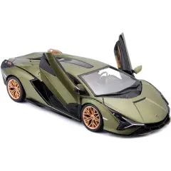 Lamborghini Sian FKP 37 Matt Green Metallic with Copper Wheels 1/24 Diecast Model Car by Bburago