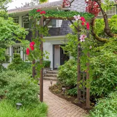 Outsunny 7' Wood Steel Outdoor Garden Arched Trellis Arbor with Natural Fir Wood & Side Panel for Climbing Vine