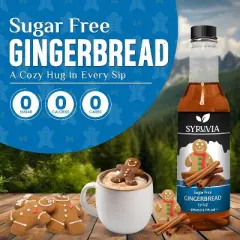 Syruvia Sugar Free Gingerbread Syrup for Coffee 12.7 fl oz Premium Coffee Flavoring Syrup