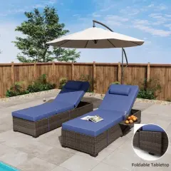 Whizmax Rattan Chaise Lounge Pool Chairs, Outdoor Sun Tanning Chairs with Adjustable Backrest for Beach, Yard, Patio