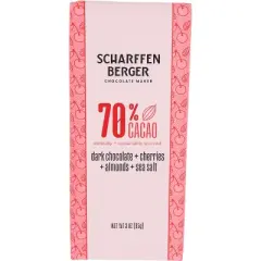 Scharffen Berger 70% Cacao Dark Chocolate + Cherries + Almonds + Sea Salt - Case of 12 - 3 oz