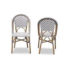 Set of 2 Celie Indoor and Outdoor Stackable Bistro Dining Chairs - Baxton Studio