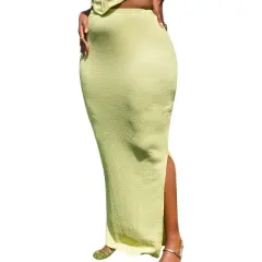 Rebdolls Women's Winnie Textured Ruched Maxi Bodycon Skirt