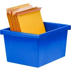 Storex 4 Gallon Storage Bin with Lid, Blue