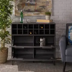Amelia Mid Century Wine and Bar Cabinet Sonoma Gray Oak - Christopher Knight Home