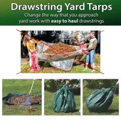 Moose Supply 8 Mil Drawstring Green Tarp Yardwork Leaf Hauler, 9' x 9'