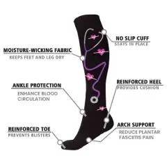 Copper Zone Hearts Medical Print Knee-High Everyday Wear Compression Socks Makes A Great Gift 3 Pair Pack