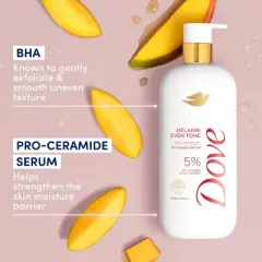 Dove Serum Body Wash - 5% Pro-Ceramide Serum with BHA - Melanin Even Tone - 18.5 fl oz