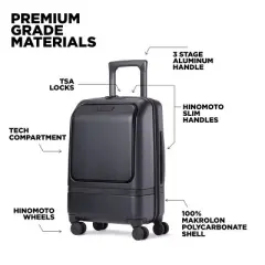Nomatic Carry On Pro With Tech Case Hardside Spinner Wheel Luggage with TSA Lock, Carry-On Pro with Tech Case, Black