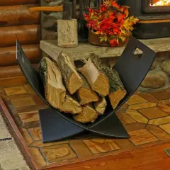 Sunnydaze Small Powder-Coated Steel Outdoor Firewood Log Rack - 30" - Black