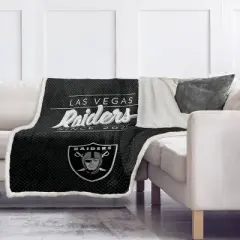 NFL Las Vegas Raiders Legacy Script Sherpa Flannel Fleece Blanket