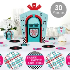Big Dot of Happiness 50&rsquo;s Sock Hop - 1950s Rock N Roll Party Decor and Confetti - Terrific Table Centerpiece Kit - Set of 30