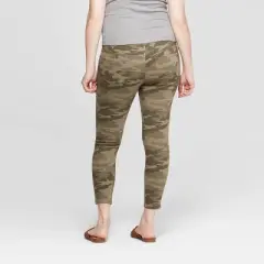 Maternity Camo Print Over Belly Skinny Cropped Jeans - Isabel Maternity by Ingrid & Isabel Olive