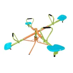 INFURNIC Baby Activity Gyms Outdoor Playground Four Seat Seesaw for Kids with 360 Degree Rotation, Green, 74.8"*74.8"*39.37"