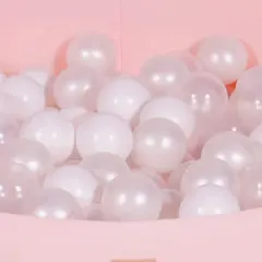 MeowBaby Large Round 35 Inch Round by 11.5 Inch Tall Baby Toddler Foam Ball Pit w/ 200 Full Foam Balls and Zippered Covered, Light Pink, White, Pearl