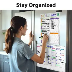 Garnen Fridge Calendar Magnetic for Monthly Weekly Daily Planner, Magnetic Dry Erase Calendar for Refrigerator with Weekly Meal Planner & Grocery List