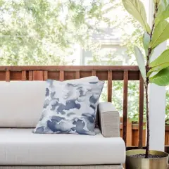 18"x18" Deny Designs Jacqueline Maldonado Clouds Outdoor Throw Pillow Blue: Abstract Design, Polyester Fill, Weather-Resistant