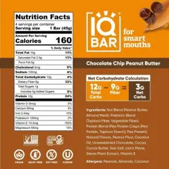 IQBAR Chocolate Chip Peanut Butter Protein Bars - 6.4oz/4ct