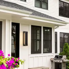 Rennnsan Varnell 15"-26"H Hardwired Rectangle Aluminum Modern LED Dimmable Outdoor Wall Sconce in Black