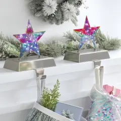 2pk Christmas Lit Iridescent Star Stocking Holder - Wondershop&trade;