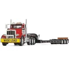 Peterbilt 367 Day Cab Cola Red and Talbert 55SA Tri-Axle Lowboy Trailer Black 1/50 Diecast Model by First Gear