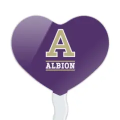 NCAA Albion College Primary Logo Heart Love Cupcake Picks Toppers Decoration Set of 6