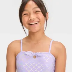 Girls' Mermaid Printed One Piece Swimsuit - Cat & Jack&trade; Lavender