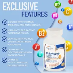 Cardiotabs Multivitamin - Packed with Methylated B Vitamin Complex & Vitamins A, C, E, K + 2000 IU Vitamin D3 - 120 Capsules per Bottle, 60 Day Supply