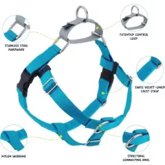 2 Hounds Design Freedom No-Pull Dog Harness Training Package, Large, Turquoise