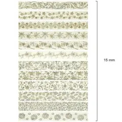 Wrapables Elegant Gold Foil Washi Tape Box Set for Arts & Crafts, Scrapbooking, Stationery, Diary (12 Rolls), Gold Floral