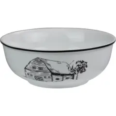Omniware Country Farm Salad Bowl, Barn House - Rustic Stoneware Dinnerware, Dishwasher Safe, Cottage-Inspired Tableware for Everyday Meals
