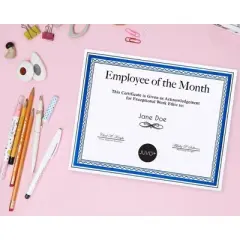 Best Paper Greetings 50 Pack Blue Foiled Blank Certificate Sheets, 2024 Graduation Diploma Award Papers for Printer, 8.5 x 11 in