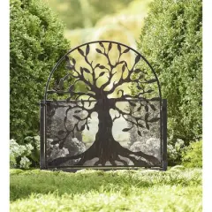 Plow & Hearth - Arched Metal Weather-Resistant Garden Gate with Symbolic Tree of Life Design