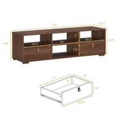 Costway TV Stand Entertainment Media Center Console for TV's up to 60'' w/Drawers Walnut\Black