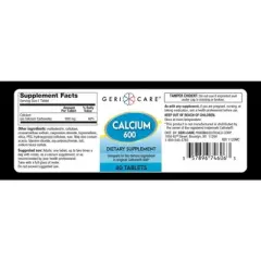 GeriCare Calcium 600mg Tablet, 60 Ct