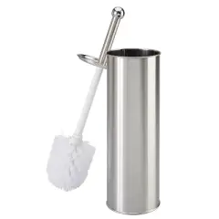 Toilet Brush Holder Stainless Steel/White - Bath Bliss