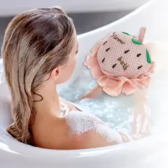 Unique Bargains Bath Shower Loofah Sponge 5.51"x2.95"x5.12" Pink 1 Pc