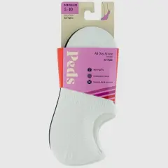 Peds All Day Active Women's 6pk Ultra Low Liner Socks - Black/White 5-10: Y-Heel Stitching, Arch Support