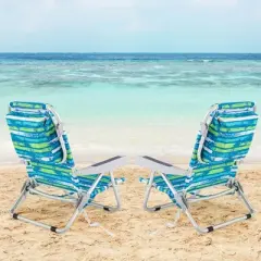 Costway Folding Beach Chair Adult Lightweight Aluminum Camping Chair with Storage Bag