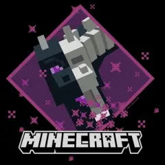 Boys Minecraft Ender Dragon Skeleton Purple Badge T Shirt