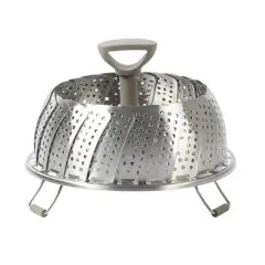 Martha Stewart Richburn Stainless Steel Telescopic Folding Steamer Insert with Handle in Taupe