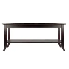 Winsome Genoa Coffee Table Glass Top Espresso: Rectangular Living Room Table with Fixed Shelf