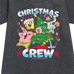 Girls' - SpongeBob SquarePants - Christmas Crew Graphic Short Sleeve Fleece Dress