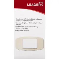 Leader Sheer Adhesive Bandages XL 2" x 4", 10 Ct