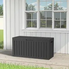 MAYEERTY 80 Gallon Large Capacity Outdoor Deck Box for Patio Furniture Cushions, Pillow with Wheels, Black