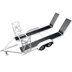 Tandem Car Trailer with Tire Rack White "ACME Exclusive Release" 1/18 Diecast Model by GMP