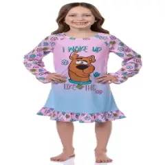 Scooby-Doo Girls' I Woke Up Like This Flower Sleep Pajama Dress Nightgown Purple
