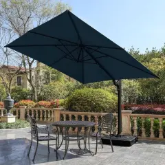 Heynemo 10ft Large Outdoor Umbrella, Special Cantilever Patio Umbrella with 360&iexcl;&atilde; Rotation & Tilt Adjustment, Square Heavy Duty Offset Umbrella, Blue