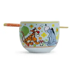 Silver Buffalo Disney Winnie The Pooh Friends 20-Ounce Ceramic Ramen Bowl and Chopstick Set